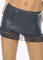 Pleather Mini Skirt  w/Lace Trim