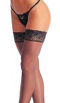 Plus Size Gripper Stay Up Lace Top Stockings