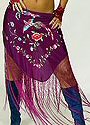 Silky Embroidered Long Fringe Skirt