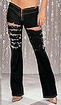 Stretch Denim Slash Pants