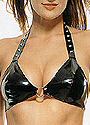 Vinyl Studded Halter O-Ring Bra Top
