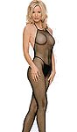 Spaghetti Strap Halter Open Crotch Bodystocking