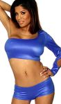 Wet-Look Single Sleeve Top