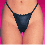 Leather G String with Lace Trim 2 133