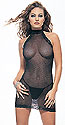 2-Piece High Neck Fishnet Mini Dress