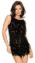 Mesh V Back Beaded Feather Dress