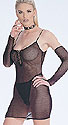 3-Piece Fishnet Lace-up Mini Dress