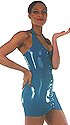 Latex Zip Front Halter Dress